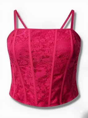 Torrid Hot Pink Lace Bustier Power Mesh Corset